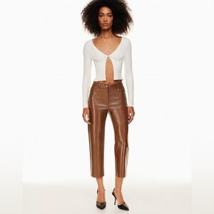 Aritzia The Melina™ High Rise Straight Leg Cropped Pant Cognac Brown size 4